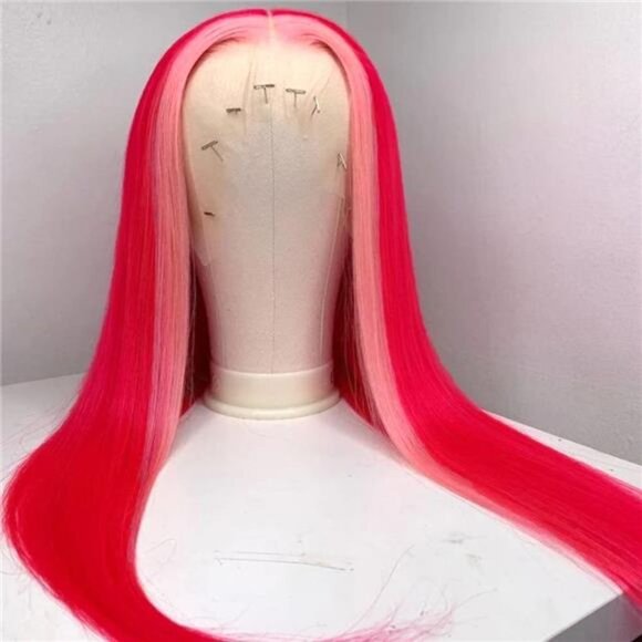 Streaks Heat Resistant Fiber Hair Synthetic Lace Front Wigs - #F-Red
